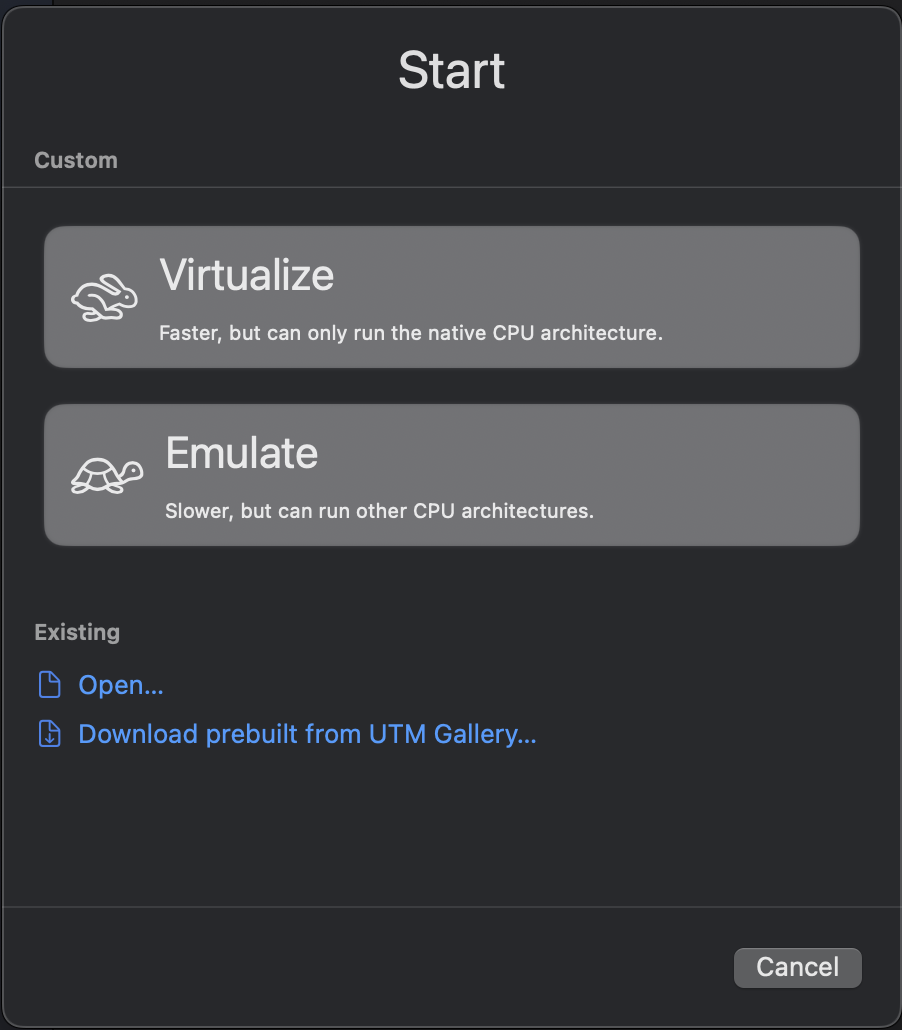 UTM wizard start screen