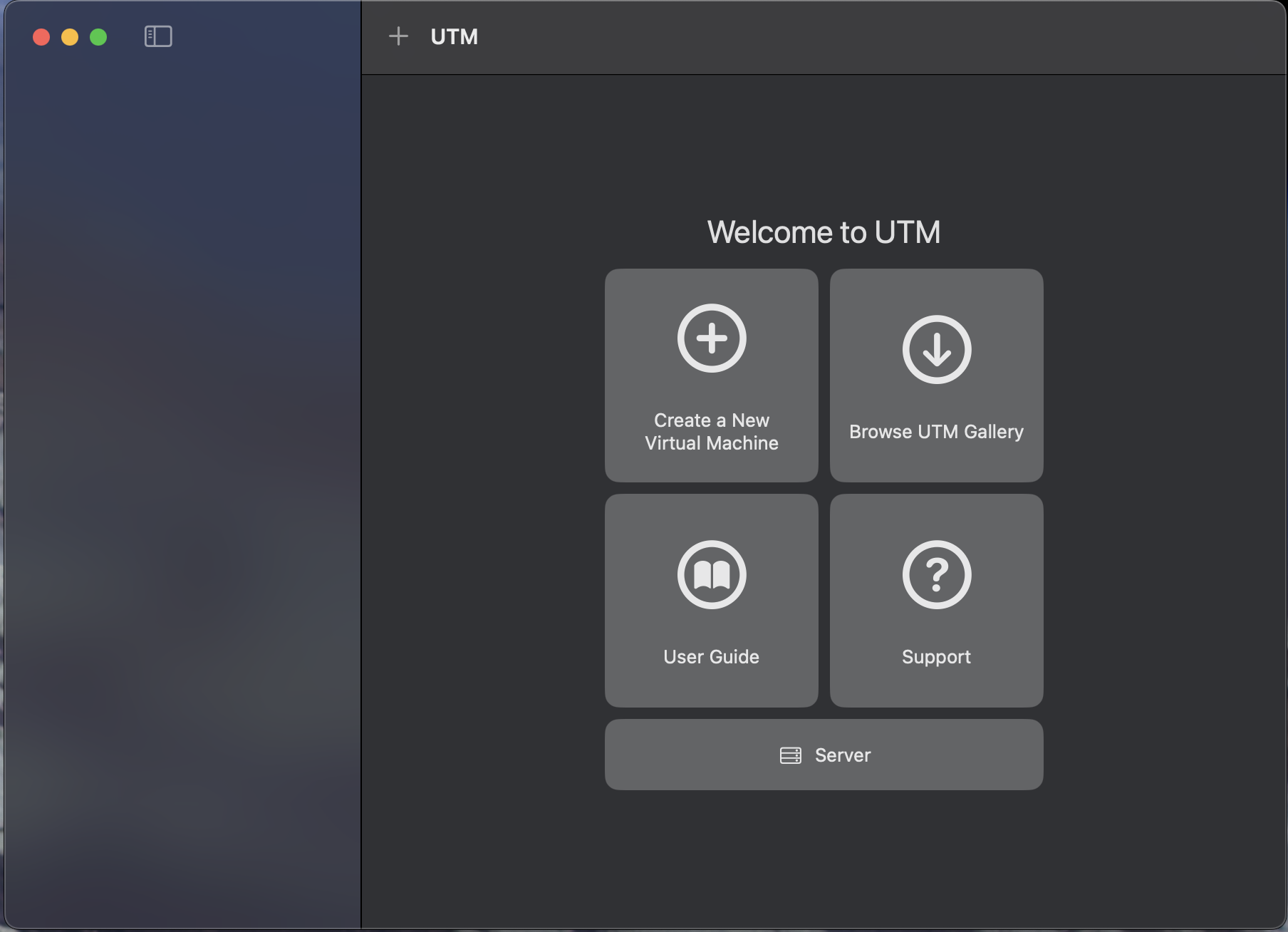 UTM Welcome screen